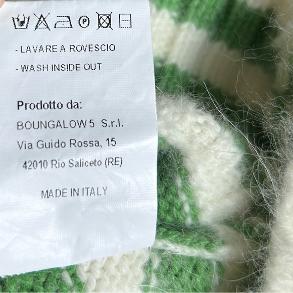 Floor Clothing green white stripe Wool Blend Funnel Neck Sweater Sz S - Picture 12 of 13